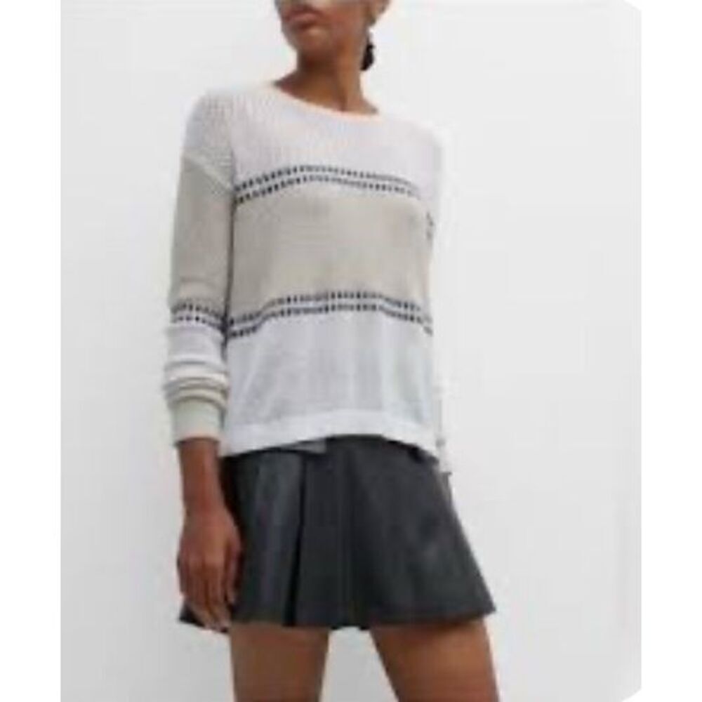 Lisa Todd Textured Colorblock Sweater in Crean & Black NWT Size Small